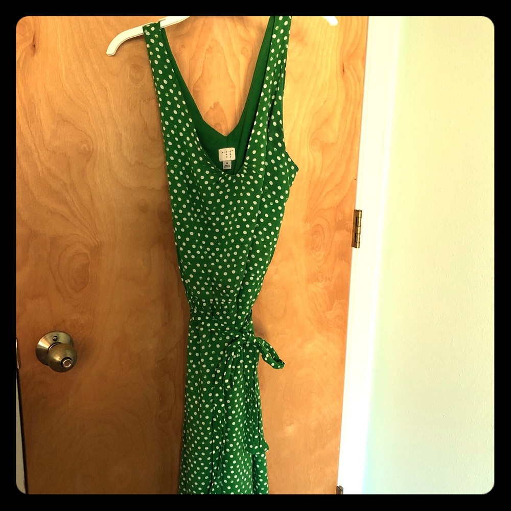 Green Dress With White Polk-A-Dots